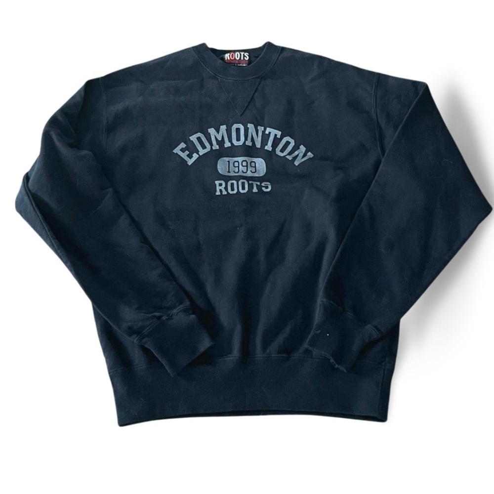 Vintage Roots “Edmonton 1999” Navy Blue Crewneck Made in Canada Size Small - Picture 1 of 5